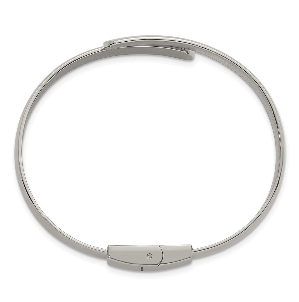 Stainless Steel Polished Spring Hinged Cuff Bangle – Elegant Jewelry Gift for Birthday, Anniversary, Engagement, Wedding