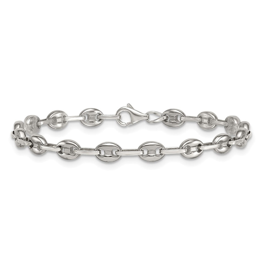 Stainless Steel with 925 Polished Anchor Link 6in Bracelet – Elegant Jewelry Gift for Birthday, Anniversary, Engagement, Wedding