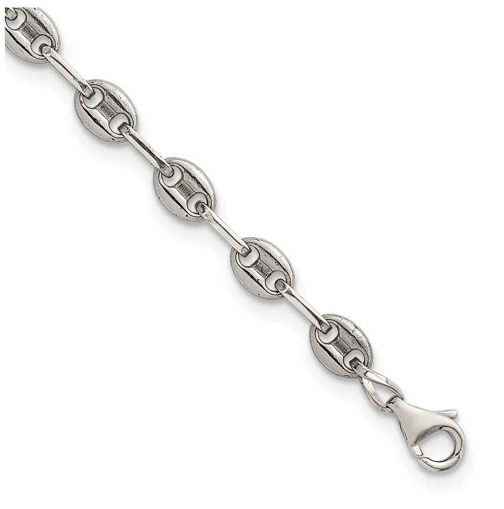 Stainless Steel with 925 Polished Anchor Link 6in Bracelet – Elegant Jewelry Gift for Birthday, Anniversary, Engagement, Wedding