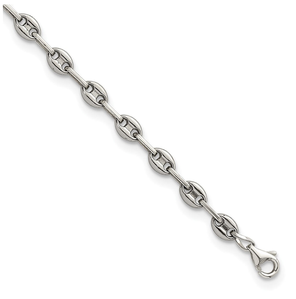 Stainless Steel with 925 Polished Anchor Link 6in Bracelet – Elegant Jewelry Gift for Birthday, Anniversary, Engagement, Wedding