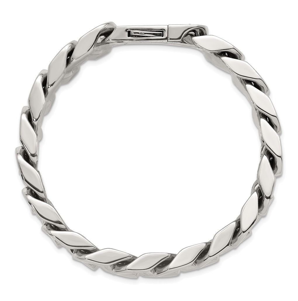Stainless Steel Polished 12mm Cubic Zirconia Cable Link 8.5in Bracelet – Elegant Jewelry Gift for Birthday, Anniversary, Engagement, Wedding