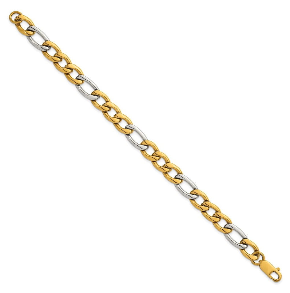 Stainless Steel Polished Yellow IP-plated Flat Figaro 8.5in Bracelet – Elegant Jewelry Gift for Birthday, Anniversary, Engagement, Wedding