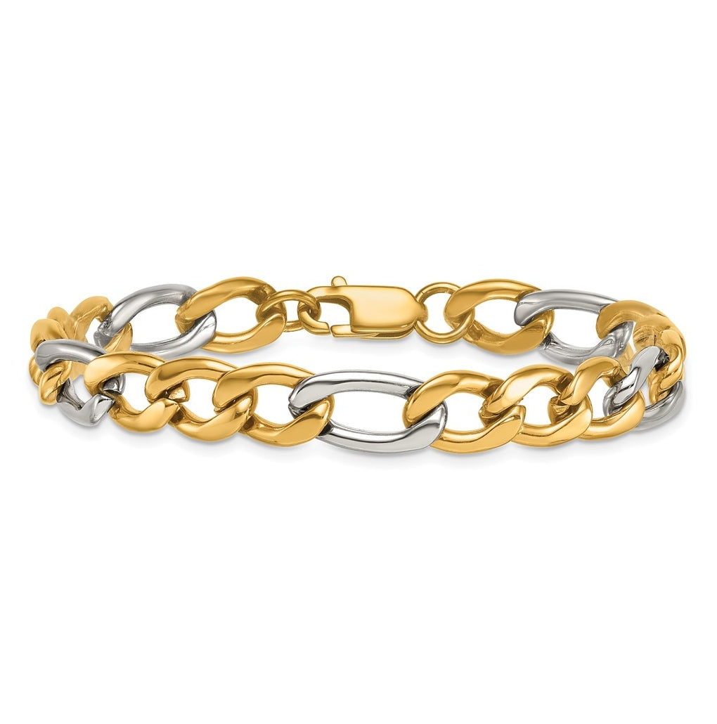 Stainless Steel Polished Yellow IP-plated Flat Figaro 8.5in Bracelet – Elegant Jewelry Gift for Birthday, Anniversary, Engagement, Wedding