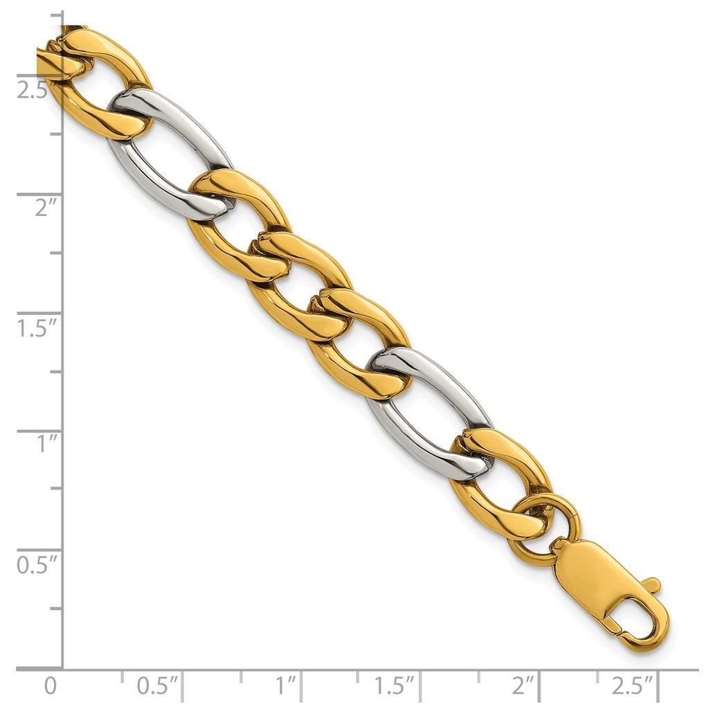 Stainless Steel Polished Yellow IP-plated Flat Figaro 8.5in Bracelet – Elegant Jewelry Gift for Birthday, Anniversary, Engagement, Wedding
