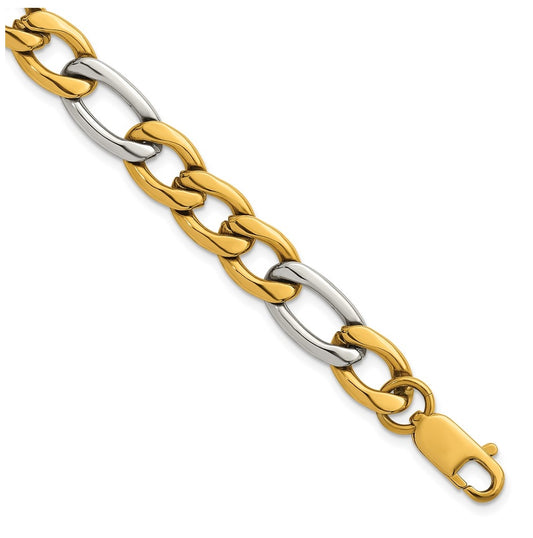 Stainless Steel Polished Yellow IP-plated Flat Figaro 8.5in Bracelet – Elegant Jewelry Gift for Birthday, Anniversary, Engagement, Wedding