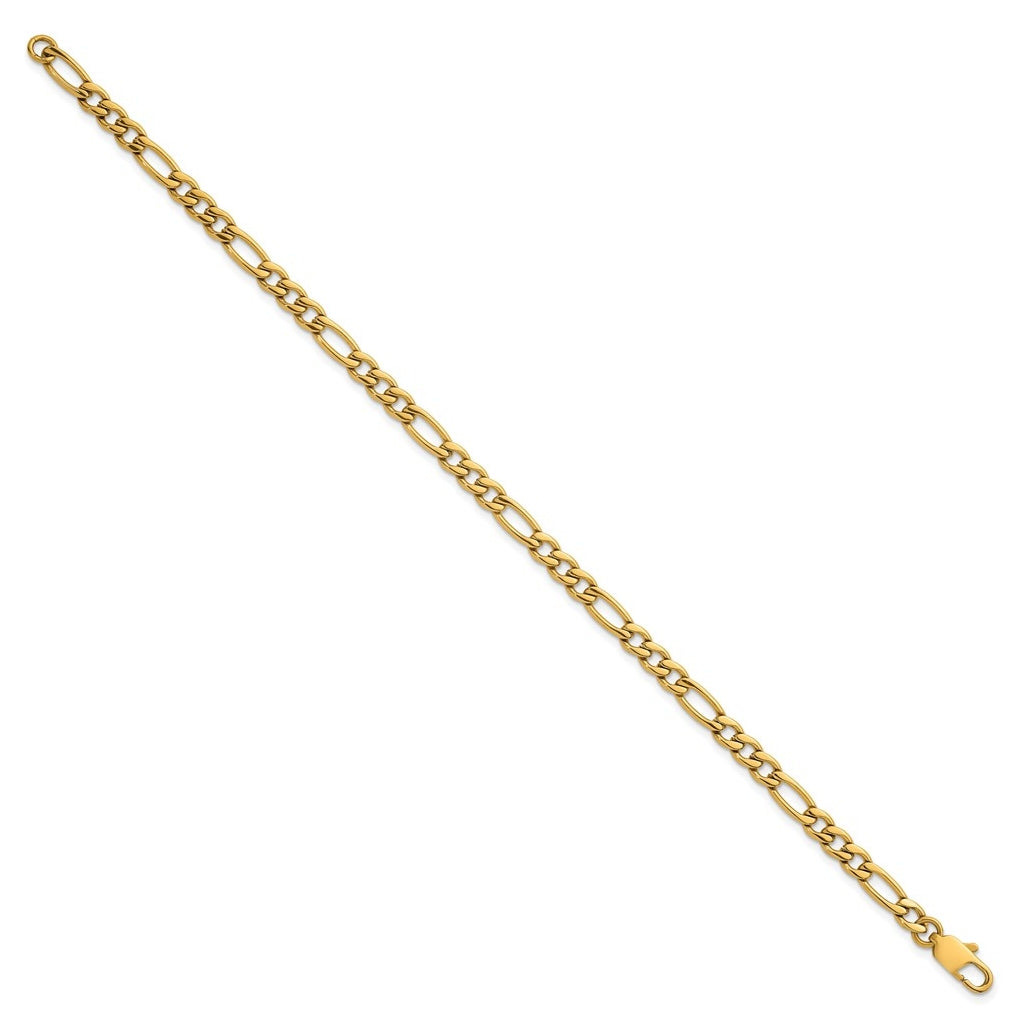 Stainless Steel Polished Yellow IP-plated Flat Figaro 8.5in Bracelet – Elegant Jewelry Gift for Birthday, Anniversary, Engagement, Wedding