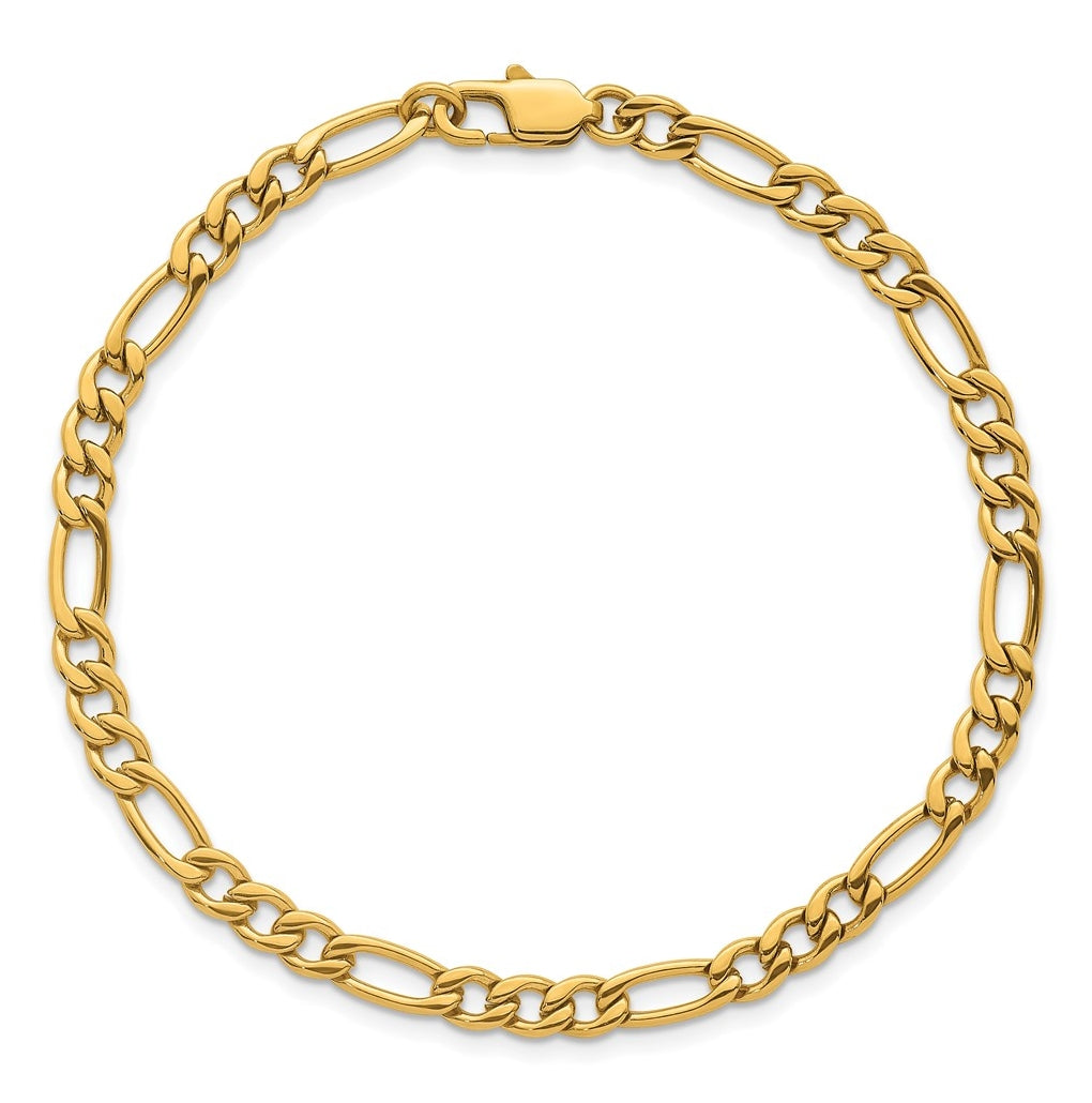 Stainless Steel Polished Yellow IP-plated Flat Figaro 8.5in Bracelet – Elegant Jewelry Gift for Birthday, Anniversary, Engagement, Wedding