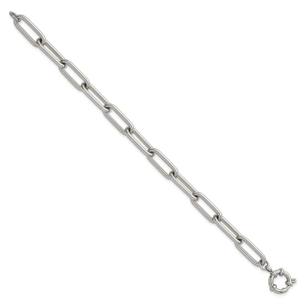 Stainless Steel Polished 8mm Open Link 7.5in Bracelet – Elegant Jewelry Gift for Birthday, Anniversary, Engagement, Wedding