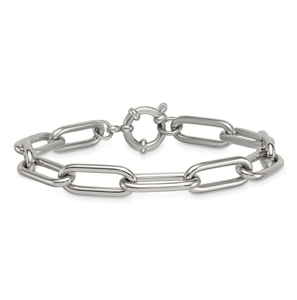 Stainless Steel Polished 8mm Open Link 7.5in Bracelet – Elegant Jewelry Gift for Birthday, Anniversary, Engagement, Wedding