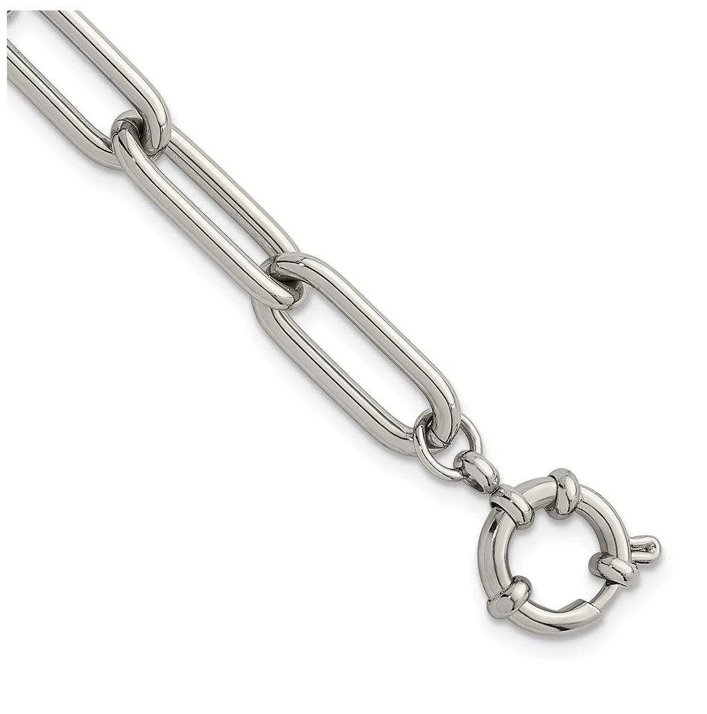 Stainless Steel Polished 8mm Open Link 7.5in Bracelet – Elegant Jewelry Gift for Birthday, Anniversary, Engagement, Wedding