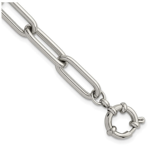 Stainless Steel Polished 8mm Open Link 7.5in Bracelet – Elegant Jewelry Gift for Birthday, Anniversary, Engagement, Wedding