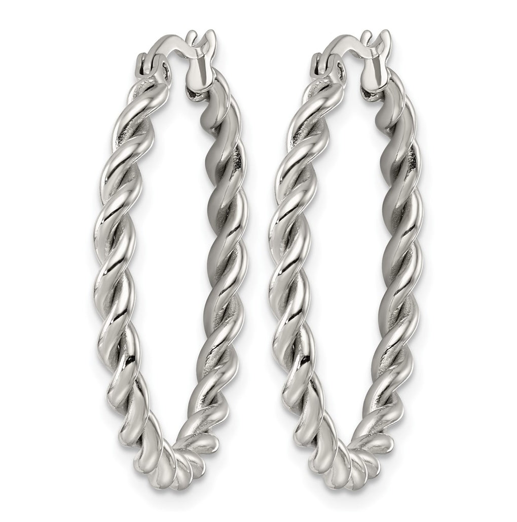 Stainless Steel Polished 3mm Twisted Hoop Earrings – Elegant Jewelry Gift for Birthday, Anniversary, Engagement, Wedding