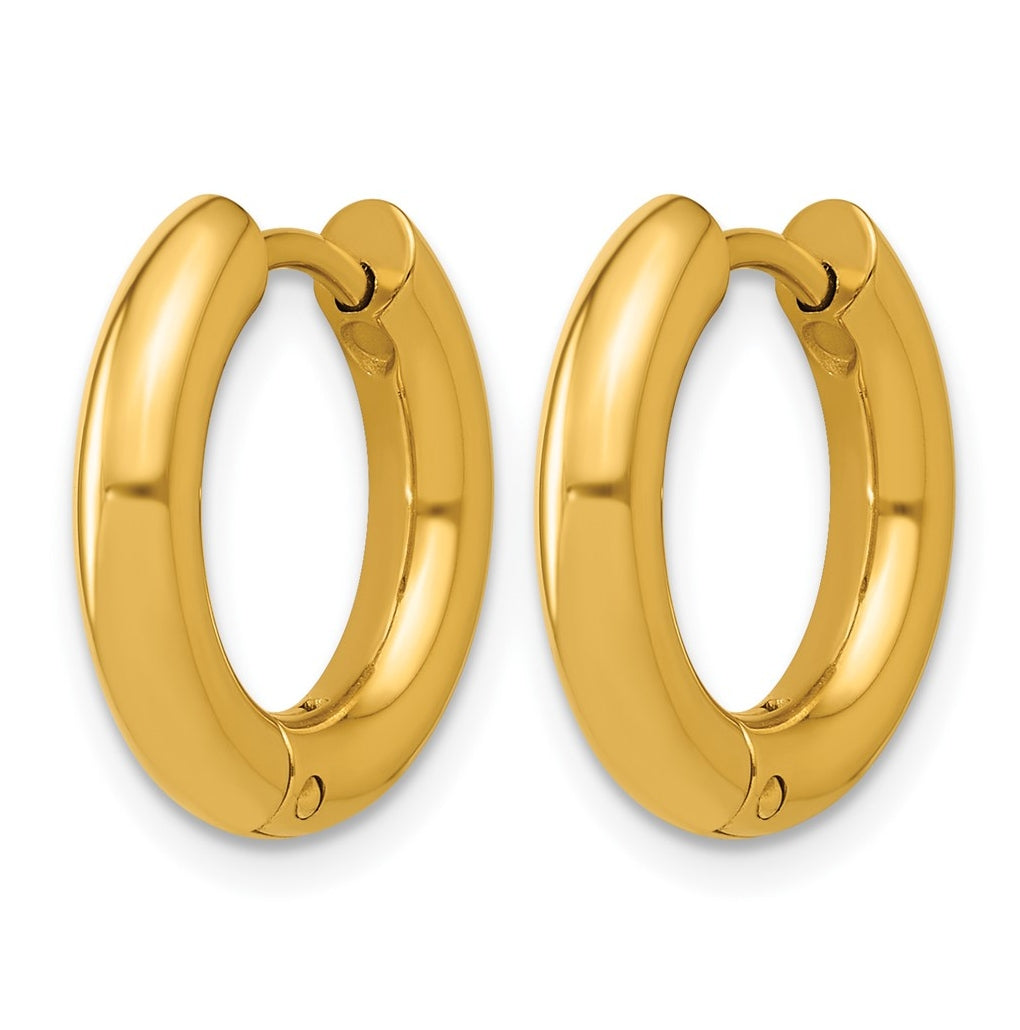 Stainless Steel Polished Yellow IP-plated 15.9 mm x 15.9 mm 3mm Hinged Hoop Earrings – Elegant Jewelry Gift for Birthday, Anniversary, Engagement, Wedding