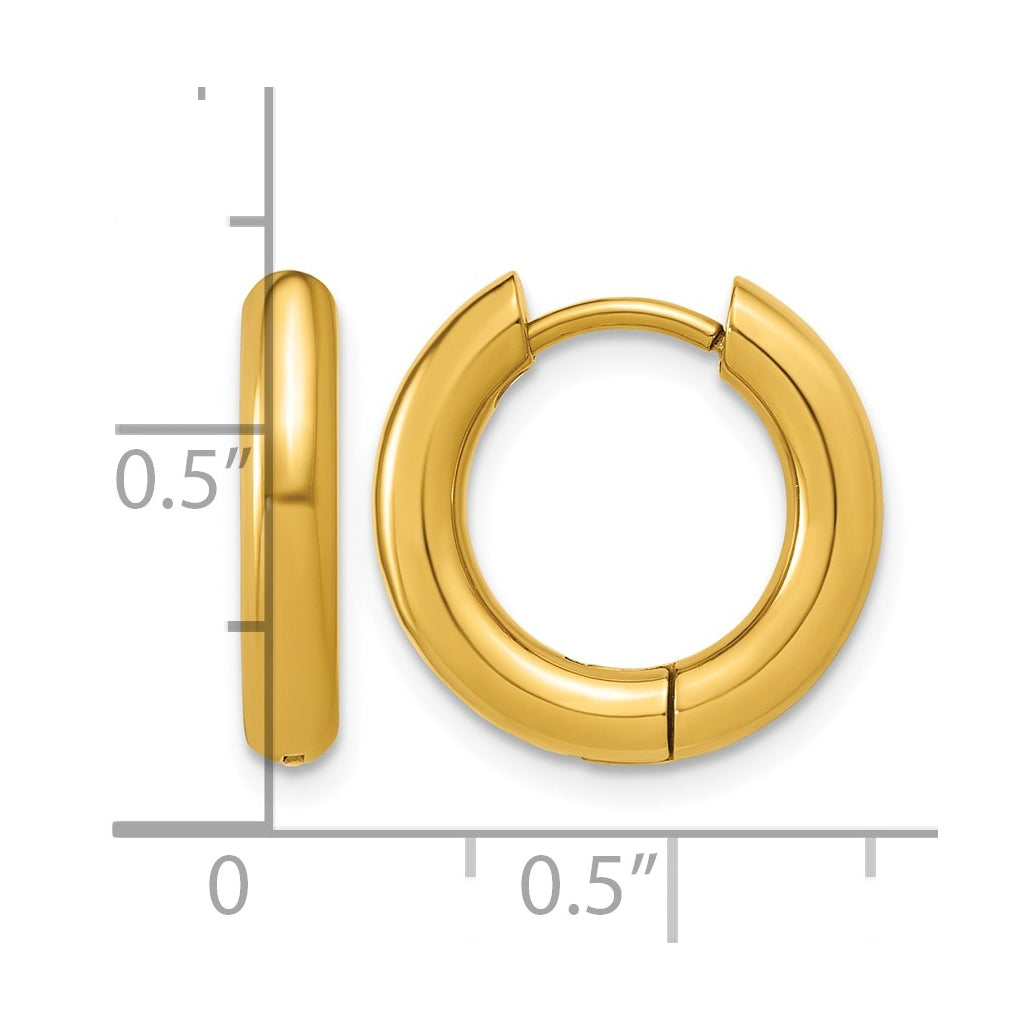 Stainless Steel Polished Yellow IP-plated 15.9 mm x 15.9 mm 3mm Hinged Hoop Earrings – Elegant Jewelry Gift for Birthday, Anniversary, Engagement, Wedding