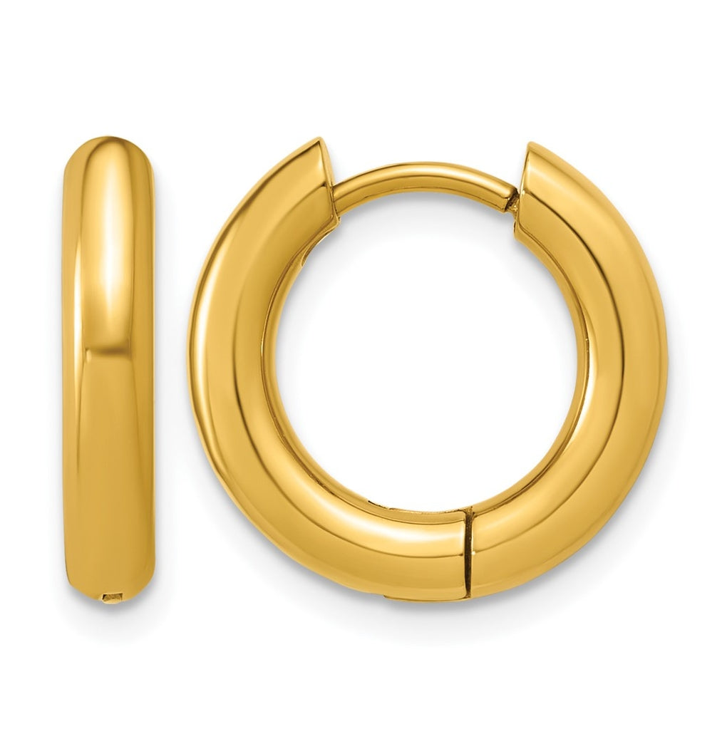 Stainless Steel Polished Yellow IP-plated 15.9 mm x 15.9 mm 3mm Hinged Hoop Earrings – Elegant Jewelry Gift for Birthday, Anniversary, Engagement, Wedding