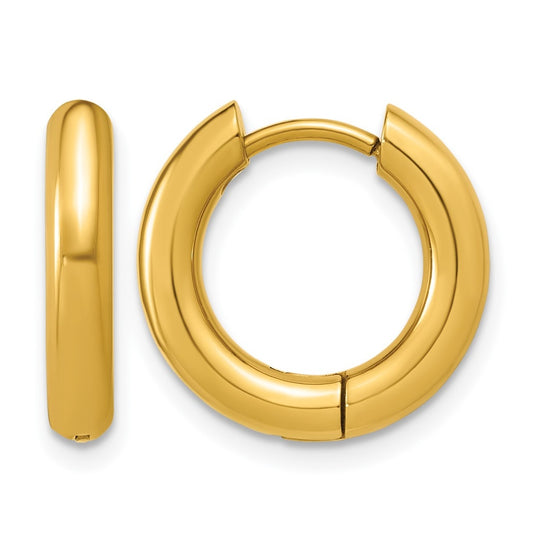Stainless Steel Polished Yellow IP-plated 15.9 mm x 15.9 mm 3mm Hinged Hoop Earrings – Elegant Jewelry Gift for Birthday, Anniversary, Engagement, Wedding