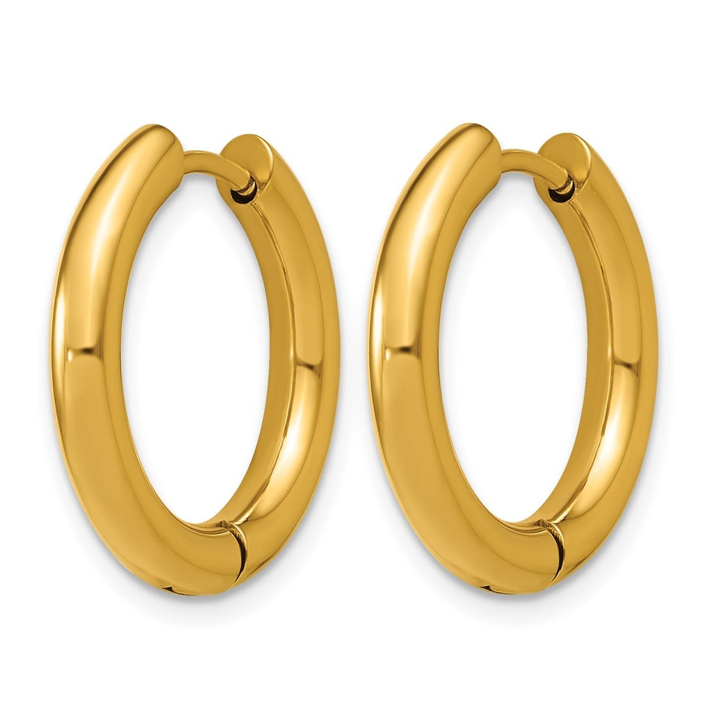 Stainless Steel Polished Yellow IP-plated 15.9 mm x 15.9 mm 3mm Hinged Hoop Earrings – Elegant Jewelry Gift for Birthday, Anniversary, Engagement, Wedding