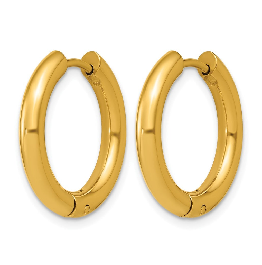 Stainless Steel Polished Yellow IP-plated 15.9 mm x 15.9 mm 3mm Hinged Hoop Earrings – Elegant Jewelry Gift for Birthday, Anniversary, Engagement, Wedding