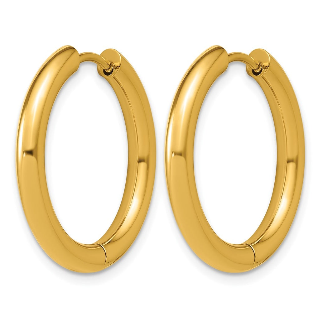 Stainless Steel Polished Yellow IP-plated 15.9 mm x 15.9 mm 3mm Hinged Hoop Earrings – Elegant Jewelry Gift for Birthday, Anniversary, Engagement, Wedding