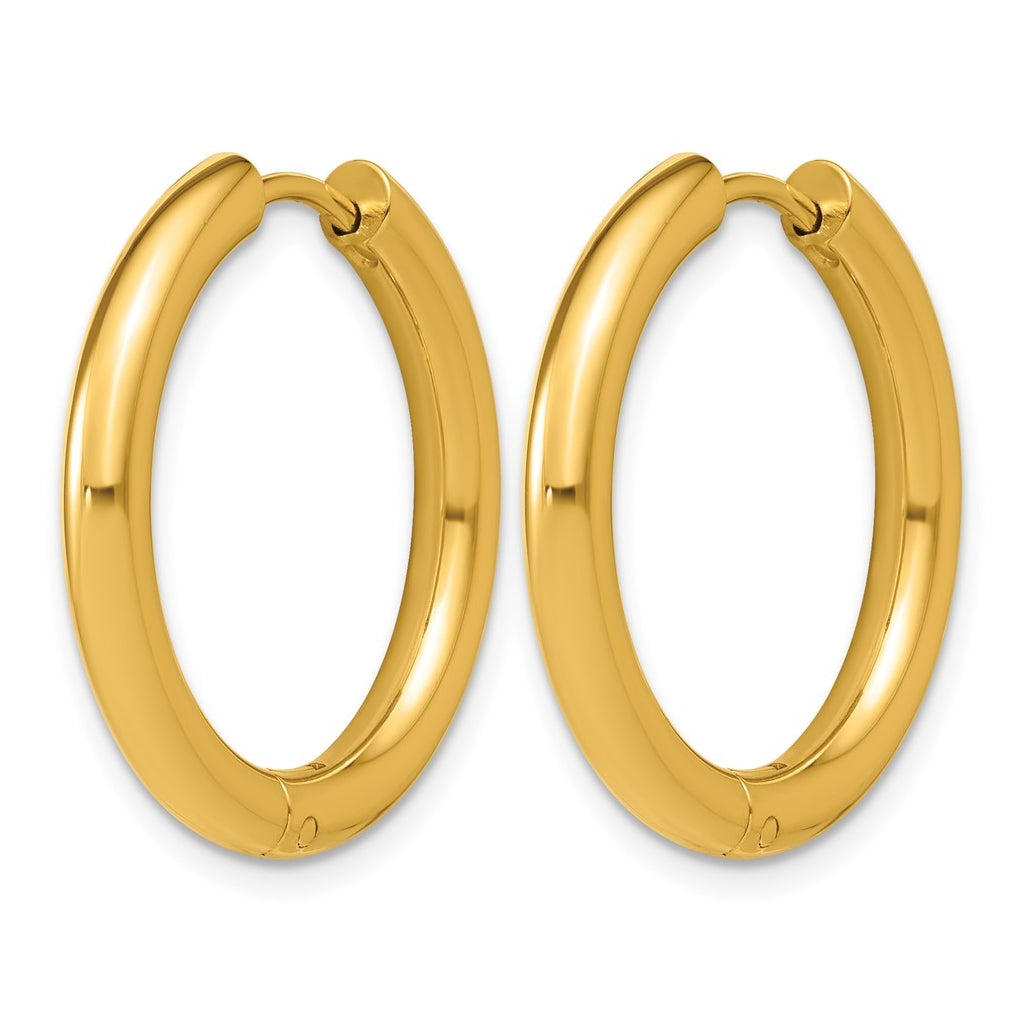 Stainless Steel Polished Yellow IP-plated 15.9 mm x 15.9 mm 3mm Hinged Hoop Earrings – Elegant Jewelry Gift for Birthday, Anniversary, Engagement, Wedding