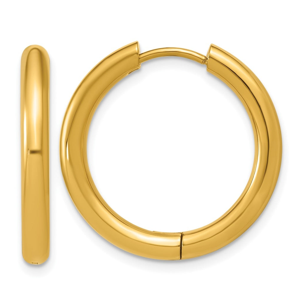 Stainless Steel Polished Yellow IP-plated 15.9 mm x 15.9 mm 3mm Hinged Hoop Earrings – Elegant Jewelry Gift for Birthday, Anniversary, Engagement, Wedding