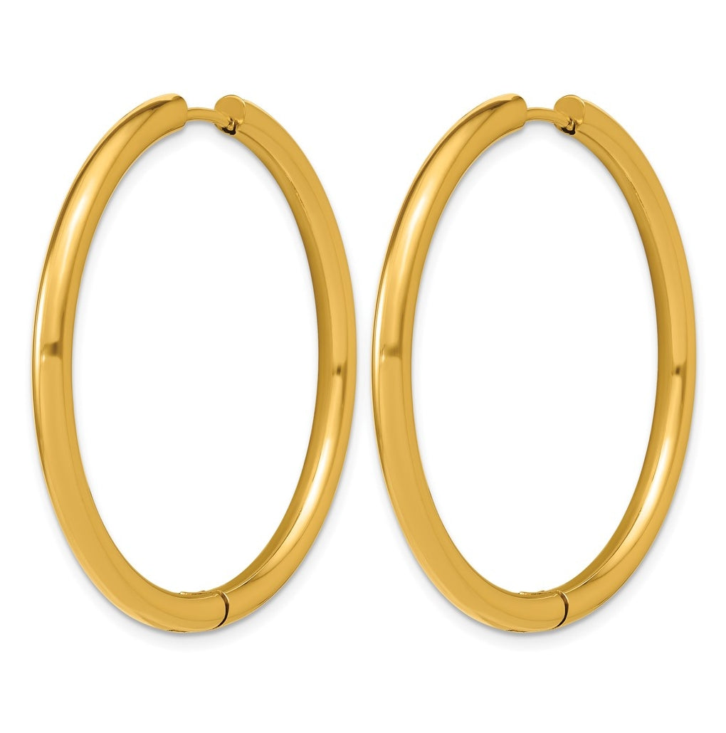 Stainless Steel Polished Yellow IP-plated 15.9 mm x 15.9 mm 3mm Hinged Hoop Earrings – Elegant Jewelry Gift for Birthday, Anniversary, Engagement, Wedding