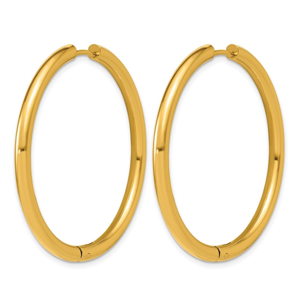 Stainless Steel Polished Yellow IP-plated 15.9 mm x 15.9 mm 3mm Hinged Hoop Earrings – Elegant Jewelry Gift for Birthday, Anniversary, Engagement, Wedding