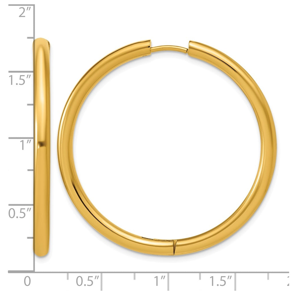 Stainless Steel Polished Yellow IP-plated 15.9 mm x 15.9 mm 3mm Hinged Hoop Earrings – Elegant Jewelry Gift for Birthday, Anniversary, Engagement, Wedding