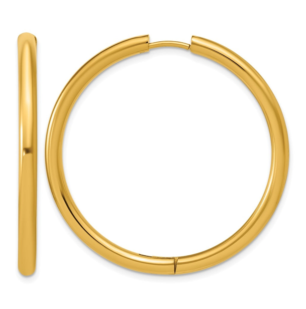 Stainless Steel Polished Yellow IP-plated 15.9 mm x 15.9 mm 3mm Hinged Hoop Earrings – Elegant Jewelry Gift for Birthday, Anniversary, Engagement, Wedding