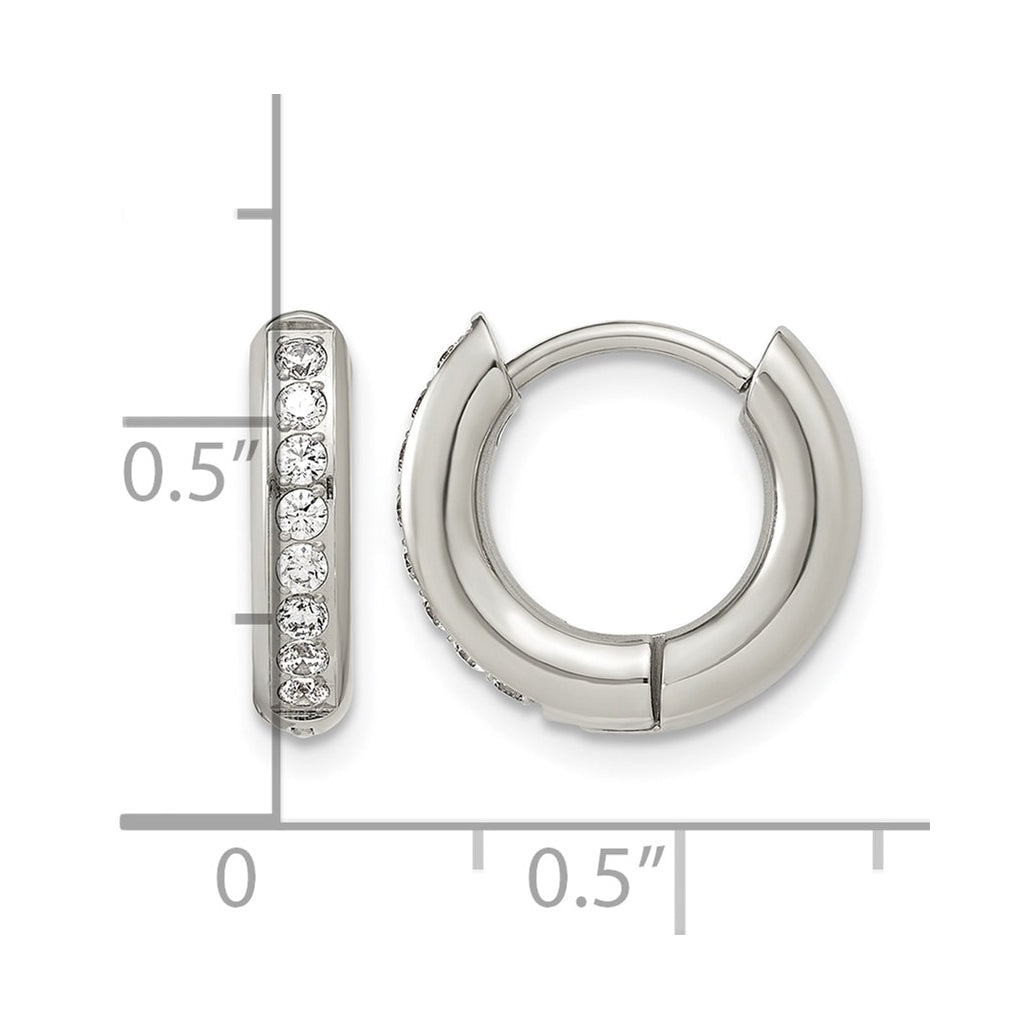 Stainless Steel Polished with Cubic Zirconia 3mm Hinged Hoop Earrings – Elegant Jewelry Gift for Birthday, Anniversary, Engagement, Wedding