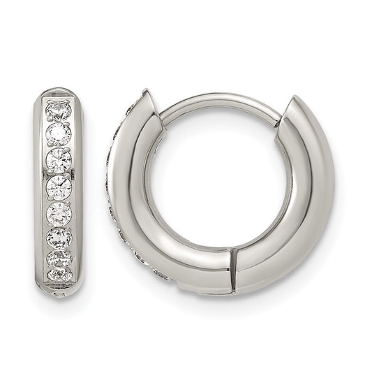 Stainless Steel Polished with Cubic Zirconia 3mm Hinged Hoop Earrings – Elegant Jewelry Gift for Birthday, Anniversary, Engagement, Wedding