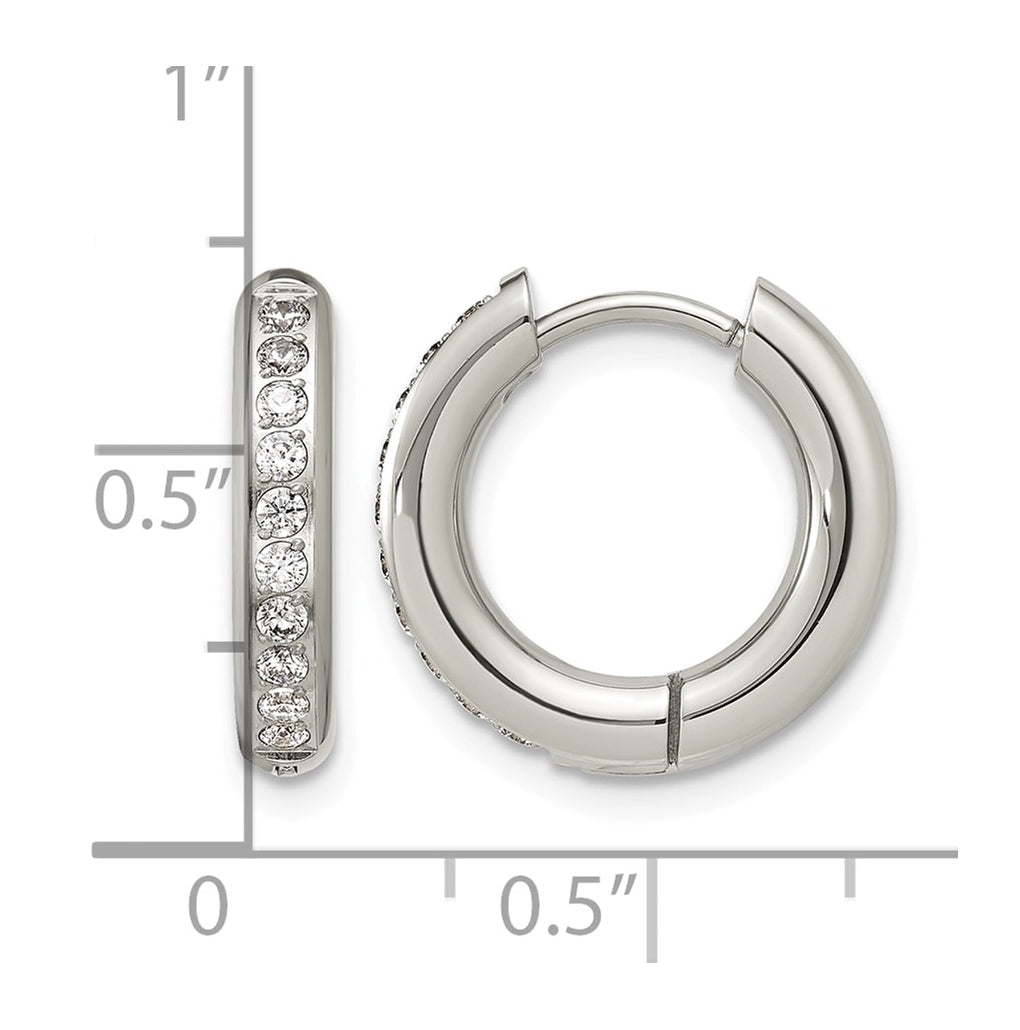 Stainless Steel Polished with Cubic Zirconia 3mm Hinged Hoop Earrings – Elegant Jewelry Gift for Birthday, Anniversary, Engagement, Wedding