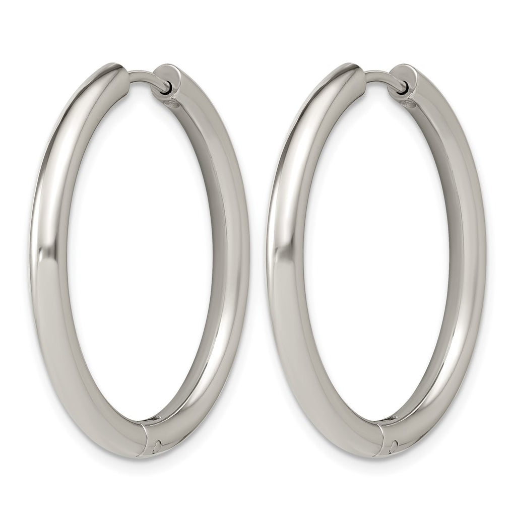 Stainless Steel Polished with Cubic Zirconia 3mm Hinged Hoop Earrings – Elegant Jewelry Gift for Birthday, Anniversary, Engagement, Wedding