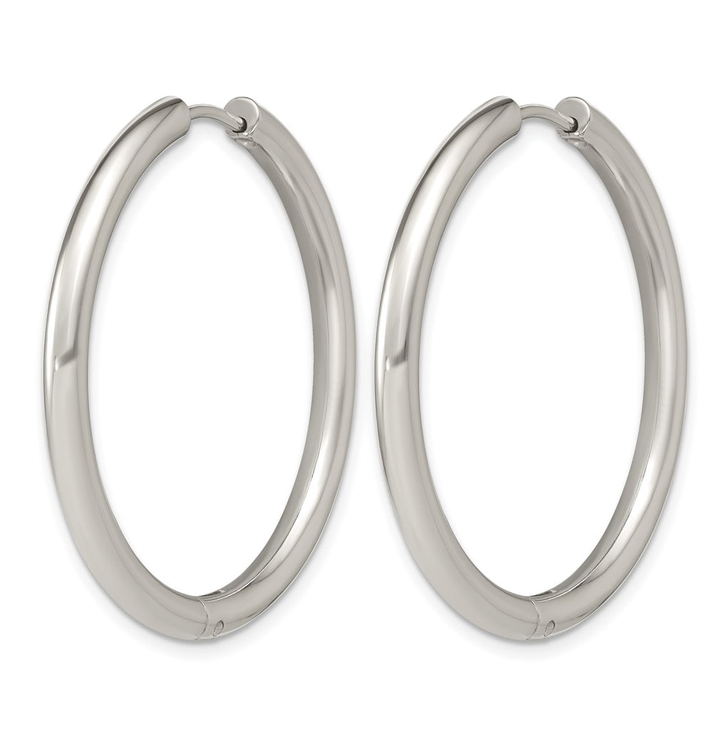 Stainless Steel Polished with Cubic Zirconia 3mm Hinged Hoop Earrings – Elegant Jewelry Gift for Birthday, Anniversary, Engagement, Wedding