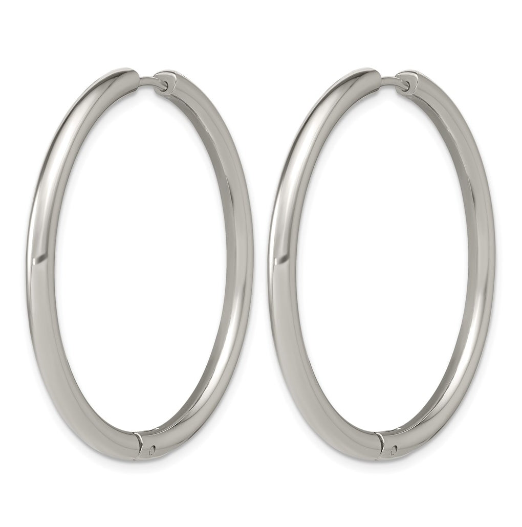 Stainless Steel Polished with Cubic Zirconia 3mm Hinged Hoop Earrings – Elegant Jewelry Gift for Birthday, Anniversary, Engagement, Wedding