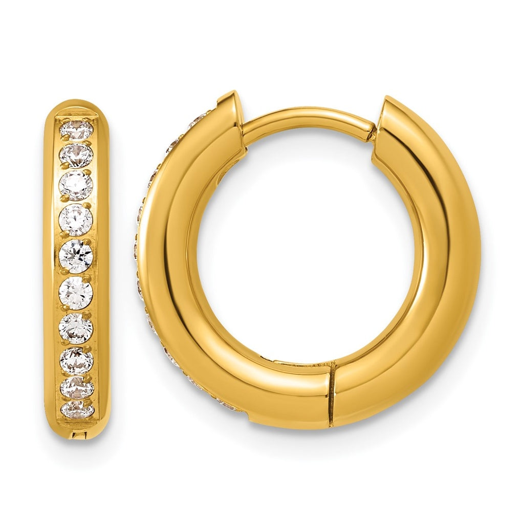 Stainless Steel Polished with Cubic Zirconia 3mm Hinged Hoop Earrings – Elegant Jewelry Gift for Birthday, Anniversary, Engagement, Wedding