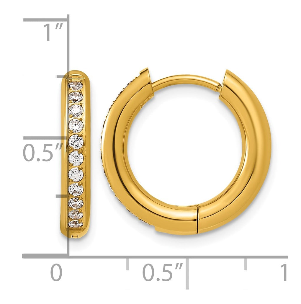 Stainless Steel Polished with Cubic Zirconia 3mm Hinged Hoop Earrings – Elegant Jewelry Gift for Birthday, Anniversary, Engagement, Wedding