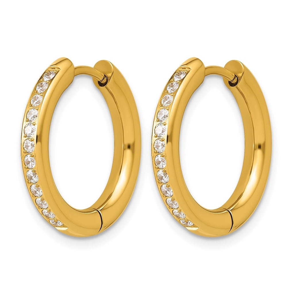 Stainless Steel Polished with Cubic Zirconia 3mm Hinged Hoop Earrings – Elegant Jewelry Gift for Birthday, Anniversary, Engagement, Wedding