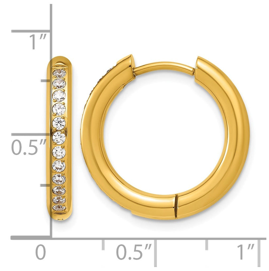 Stainless Steel Polished with Cubic Zirconia 3mm Hinged Hoop Earrings – Elegant Jewelry Gift for Birthday, Anniversary, Engagement, Wedding