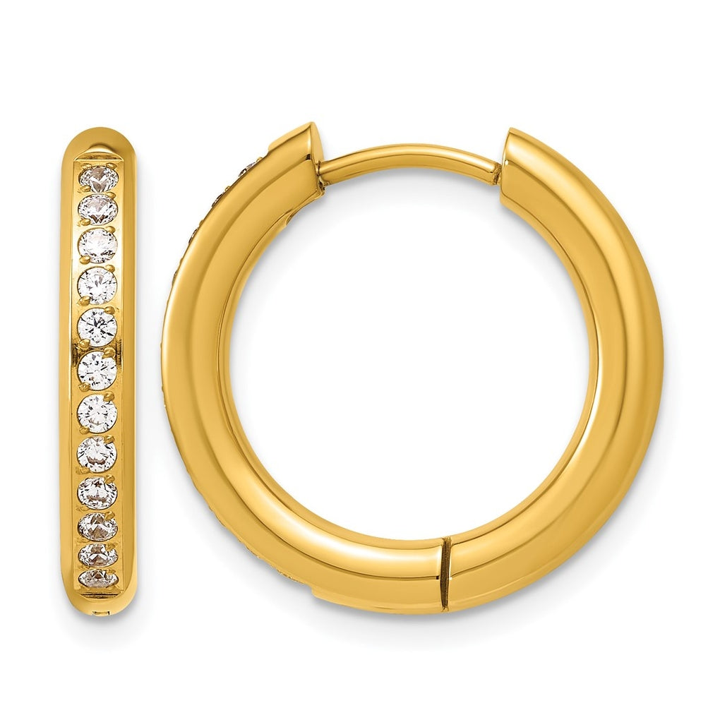 Stainless Steel Polished with Cubic Zirconia 3mm Hinged Hoop Earrings – Elegant Jewelry Gift for Birthday, Anniversary, Engagement, Wedding