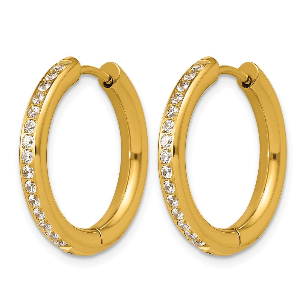 Stainless Steel Polished with Cubic Zirconia 3mm Hinged Hoop Earrings – Elegant Jewelry Gift for Birthday, Anniversary, Engagement, Wedding