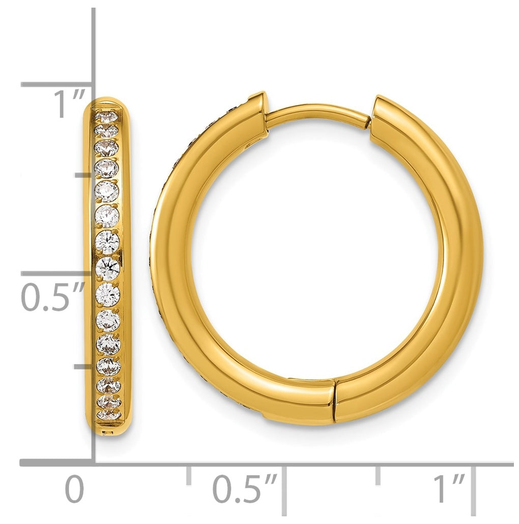 Stainless Steel Polished with Cubic Zirconia 3mm Hinged Hoop Earrings – Elegant Jewelry Gift for Birthday, Anniversary, Engagement, Wedding