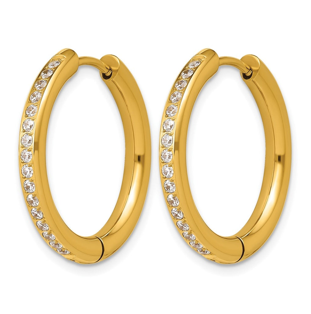 Stainless Steel Polished with Cubic Zirconia 3mm Hinged Hoop Earrings – Elegant Jewelry Gift for Birthday, Anniversary, Engagement, Wedding