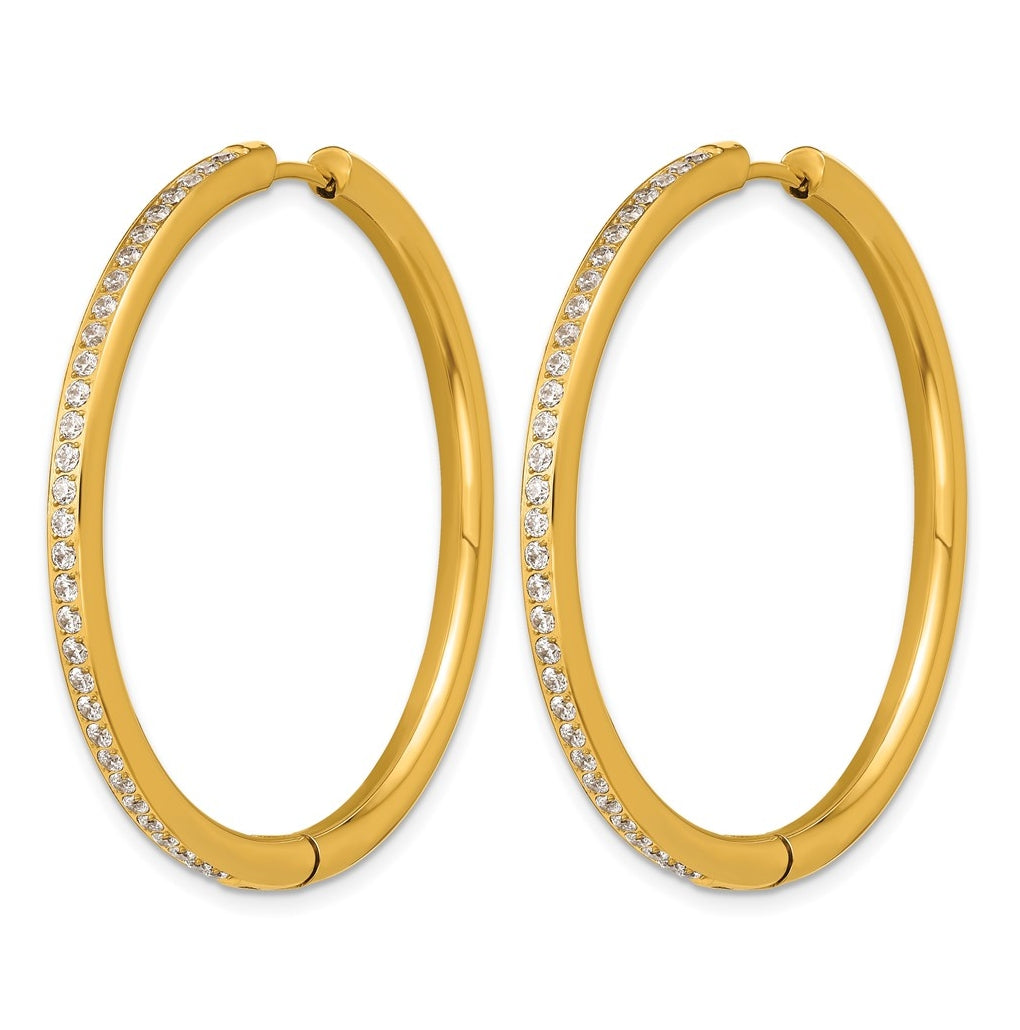 Stainless Steel Polished with Cubic Zirconia 3mm Hinged Hoop Earrings – Elegant Jewelry Gift for Birthday, Anniversary, Engagement, Wedding