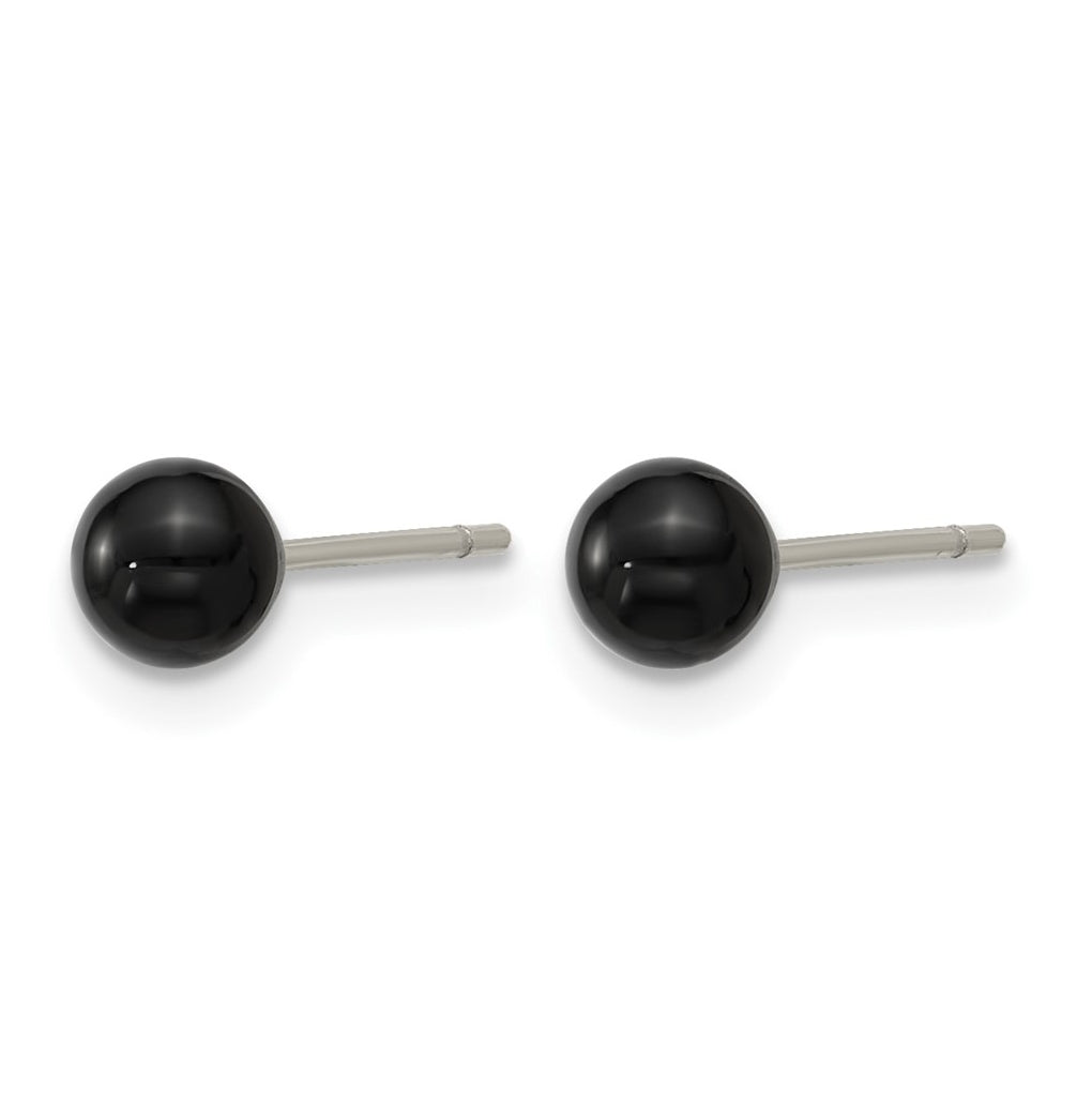 Stainless Steel Polished Black Onyx 4.25mm Post Earrings – Elegant Jewelry Gift for Birthday, Anniversary, Engagement, Wedding