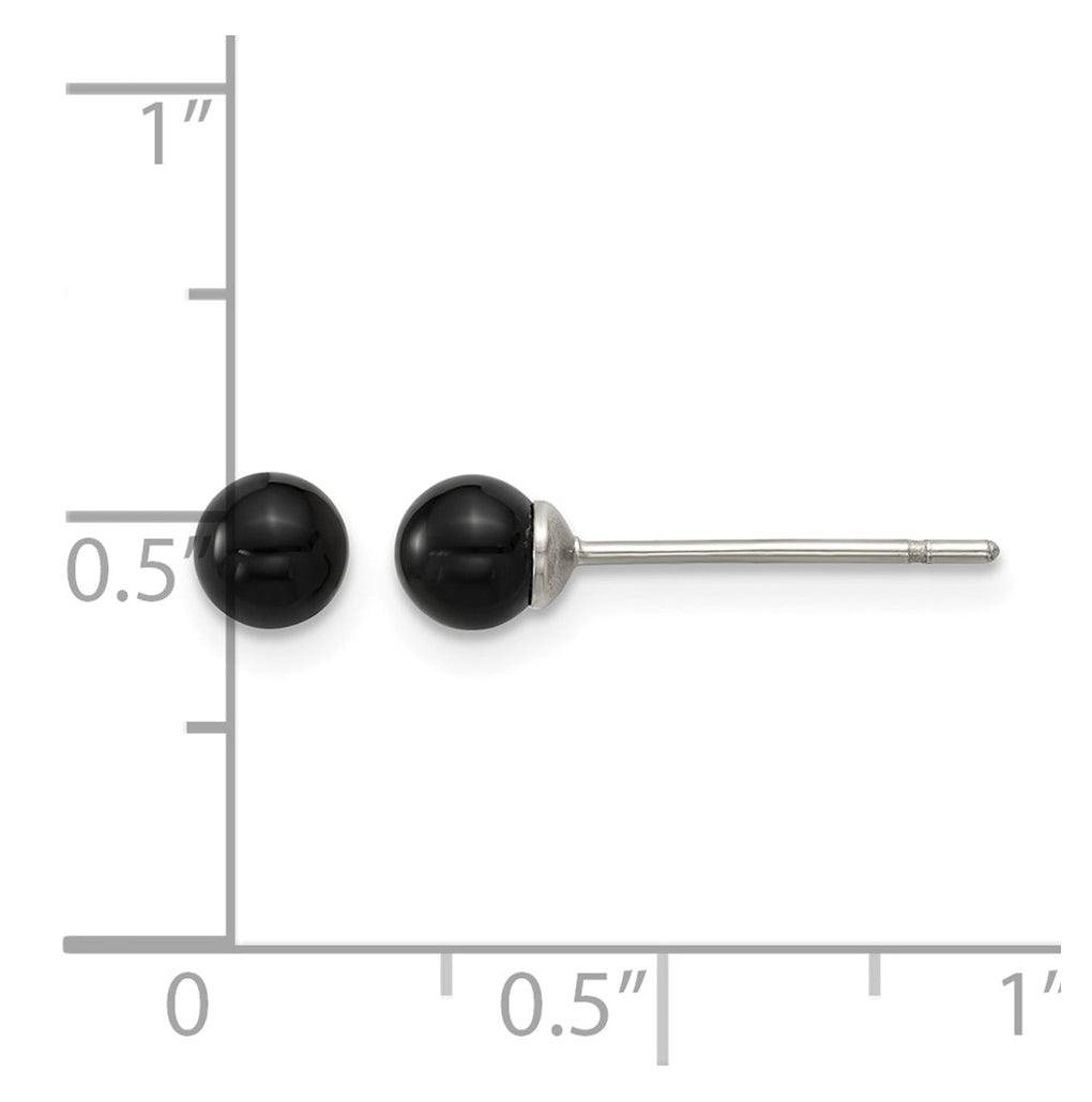 Stainless Steel Polished Black Onyx 4.25mm Post Earrings – Elegant Jewelry Gift for Birthday, Anniversary, Engagement, Wedding