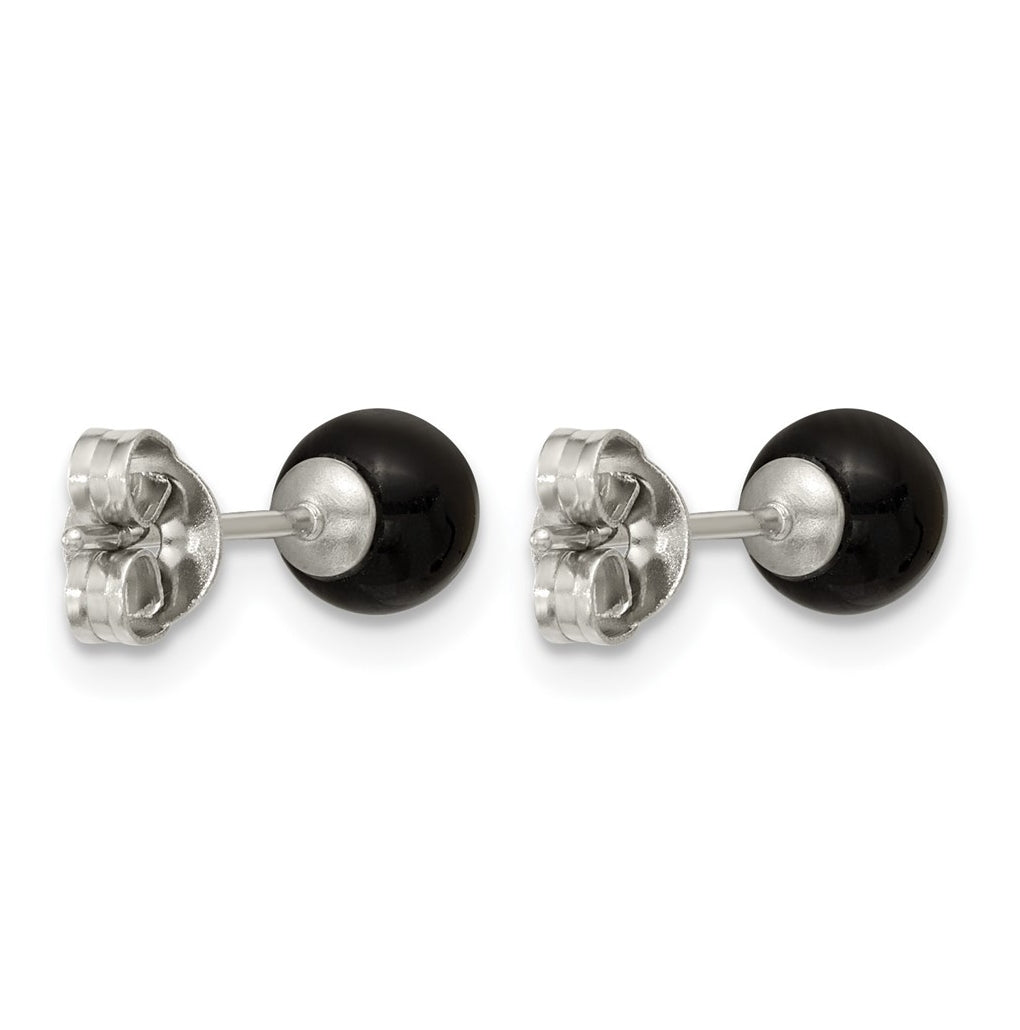 Stainless Steel Polished Black Onyx 4.25mm Post Earrings – Elegant Jewelry Gift for Birthday, Anniversary, Engagement, Wedding