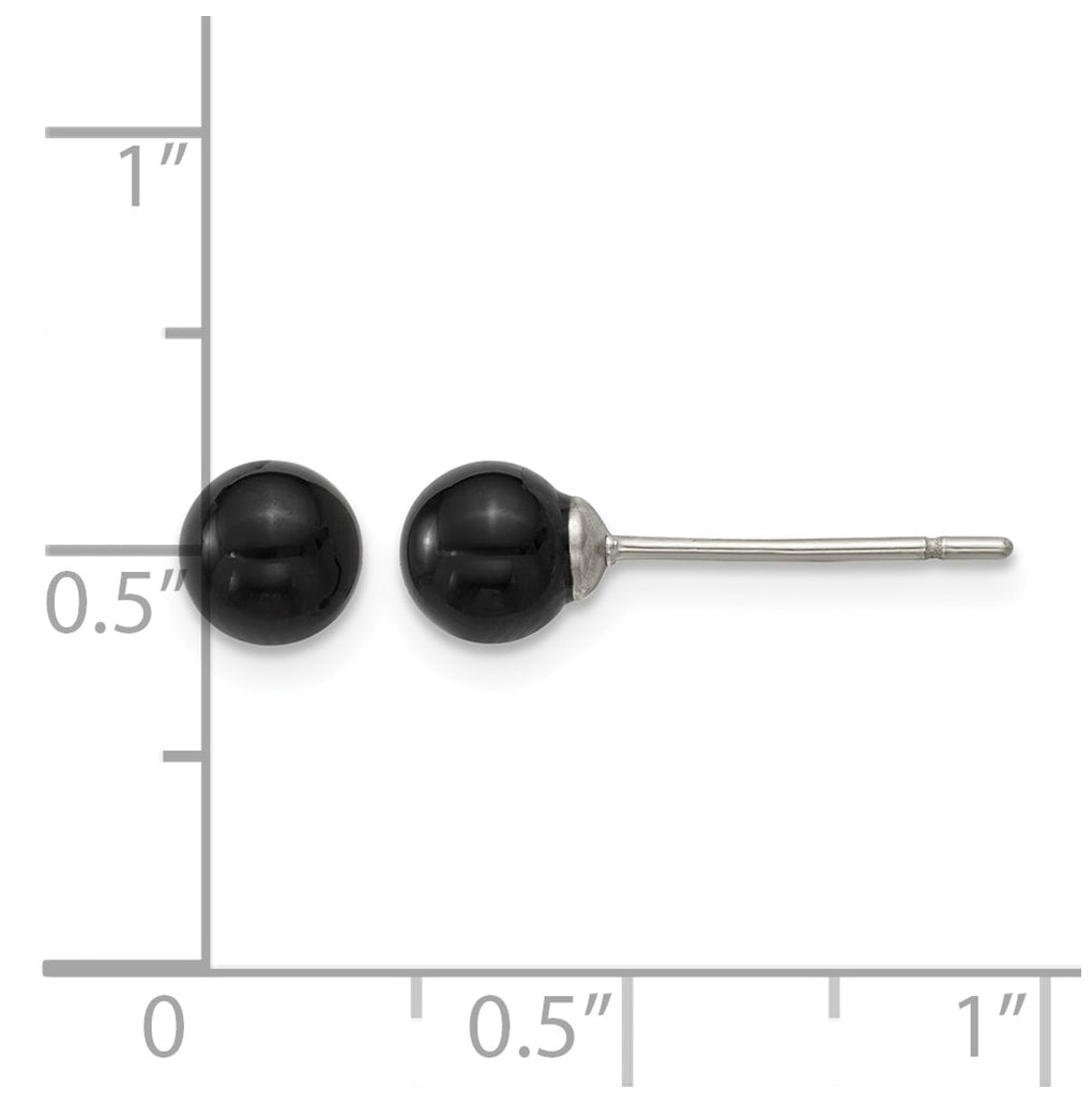 Stainless Steel Polished Black Onyx 4.25mm Post Earrings – Elegant Jewelry Gift for Birthday, Anniversary, Engagement, Wedding