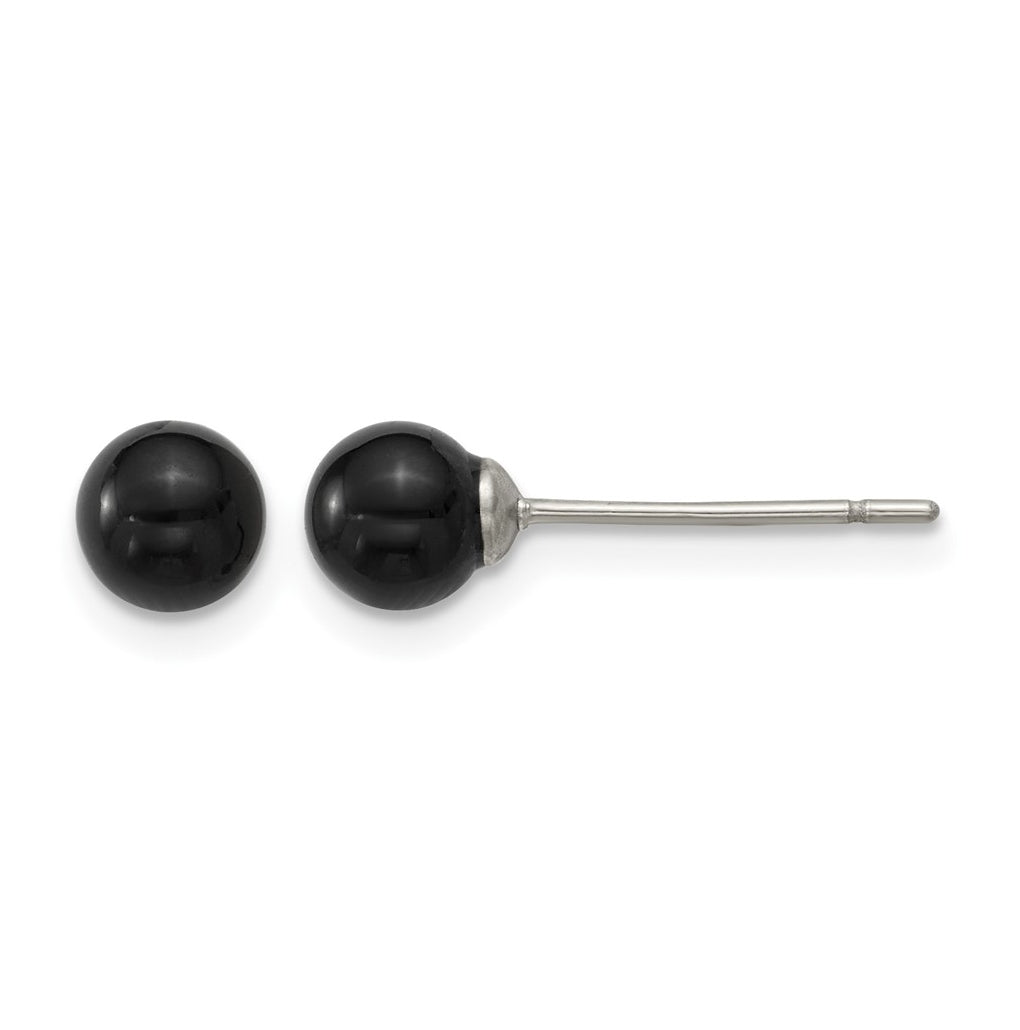 Stainless Steel Polished Black Onyx 4.25mm Post Earrings – Elegant Jewelry Gift for Birthday, Anniversary, Engagement, Wedding