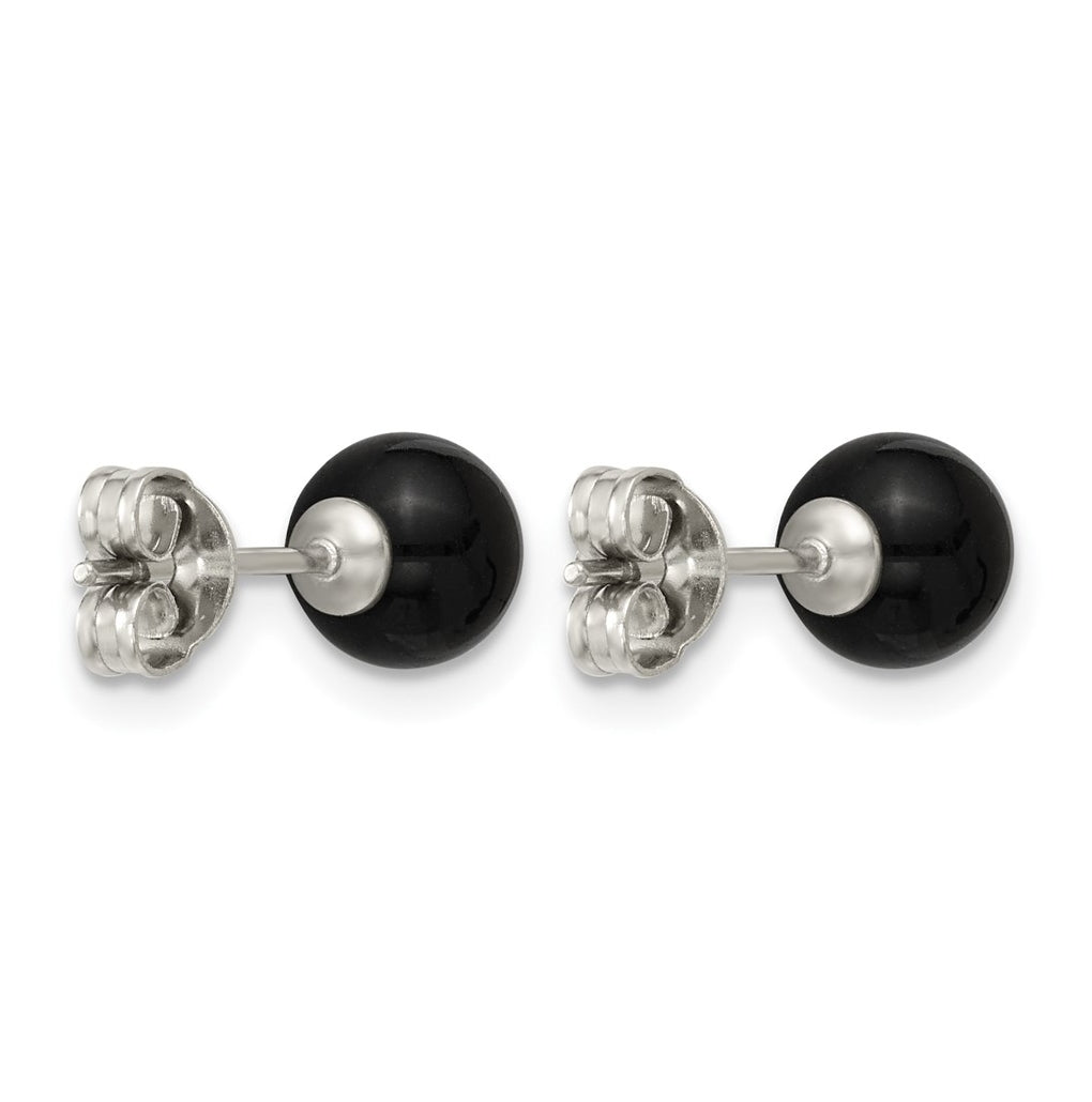 Stainless Steel Polished Black Onyx 4.25mm Post Earrings – Elegant Jewelry Gift for Birthday, Anniversary, Engagement, Wedding